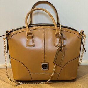 NWOT DOONEY & BOURKE SELLERIA FLORENTINE DOMED SATCHEL BISCUIT TAN LEATHER DUSTY